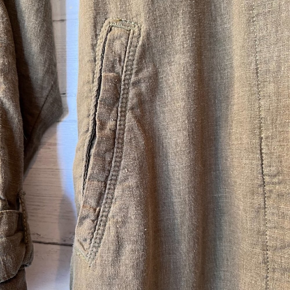 BDG Urban Outfitters Jacket Womens SZ S/P Khaki Olive Green Linen Blend Military - Picture 6 of 14
